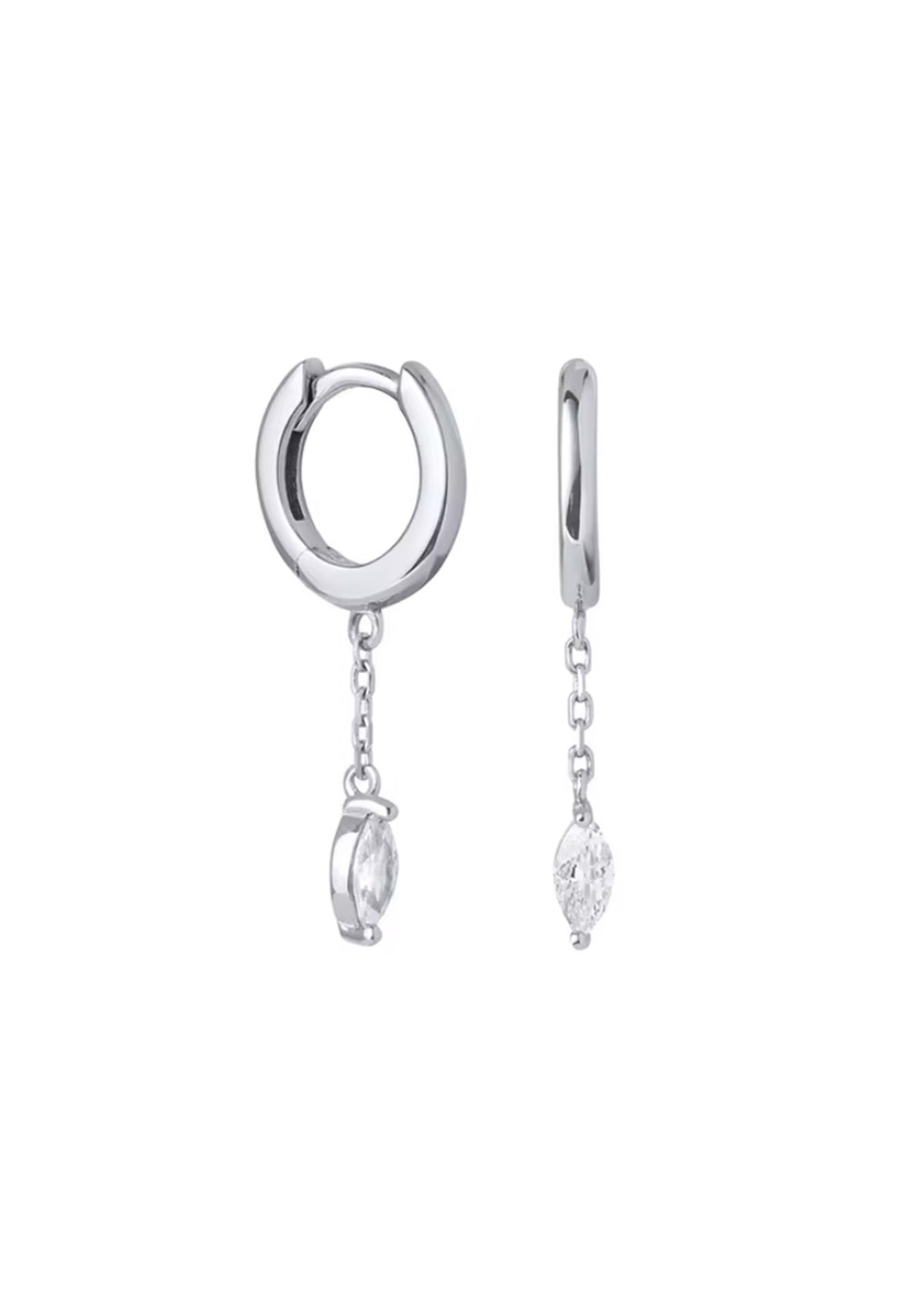 Sterling Silver Oval Drop Huggies