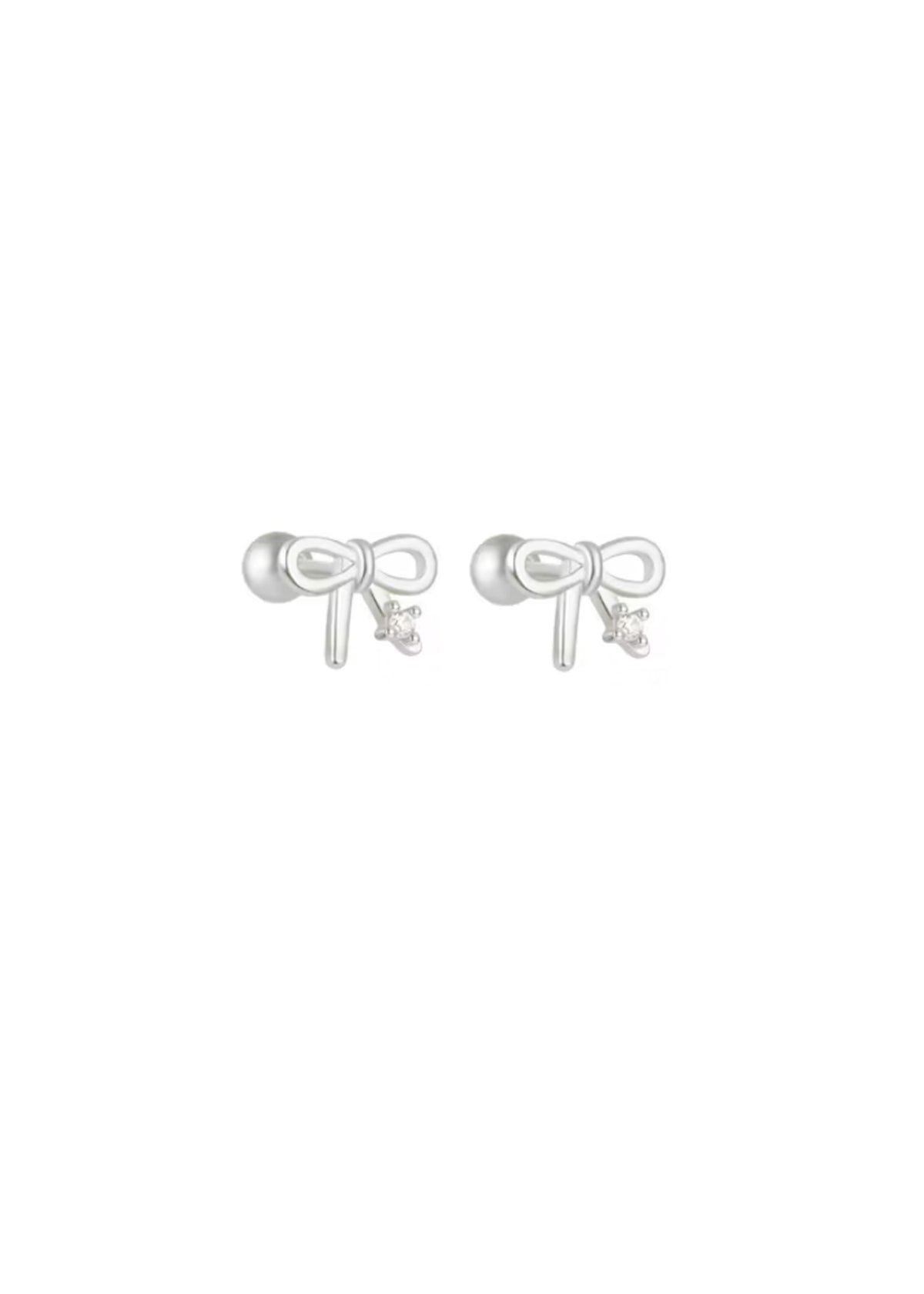 Sterling Silver Bow Pavé Studs