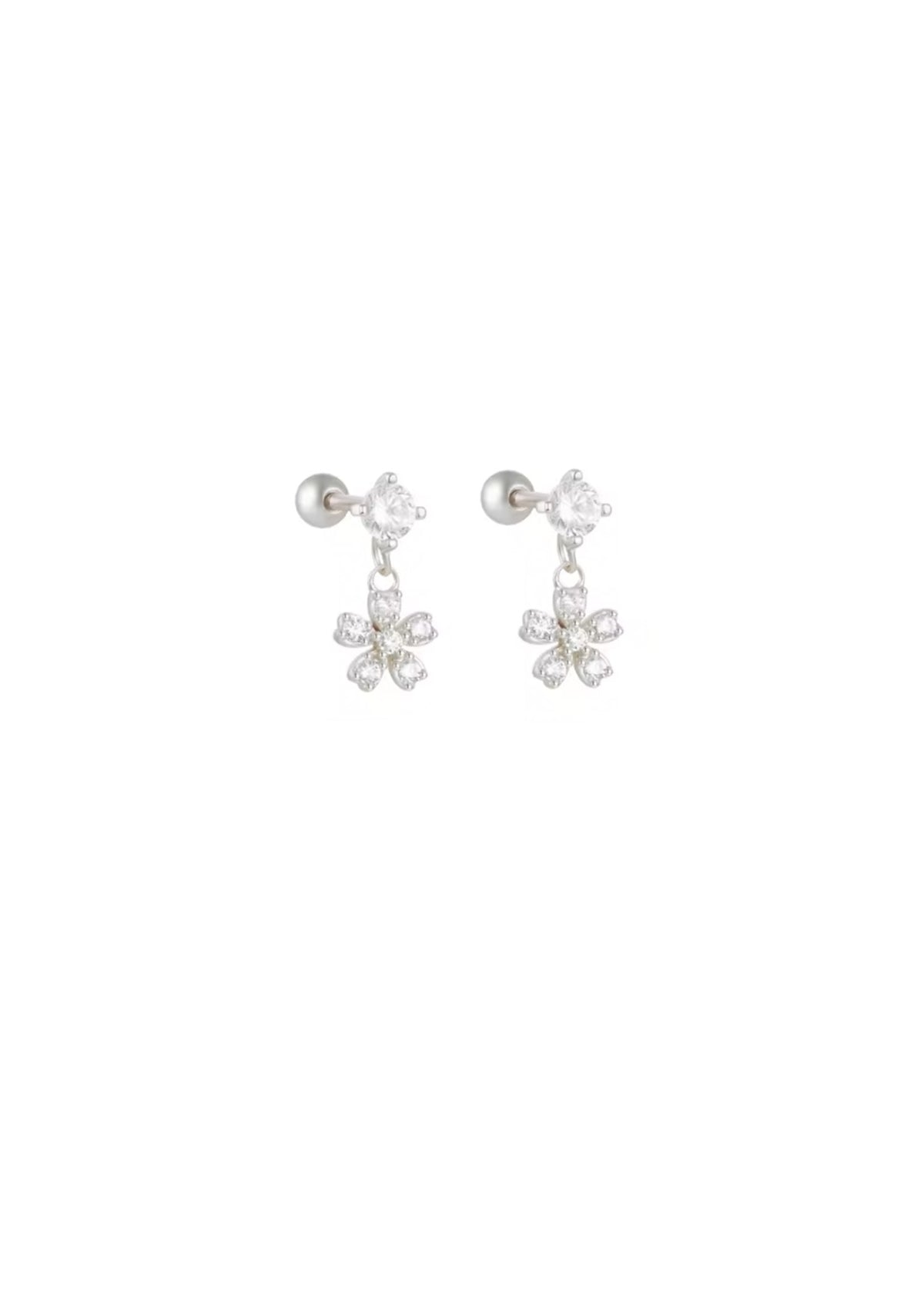 Sterling Silver Hanging Flower Studs