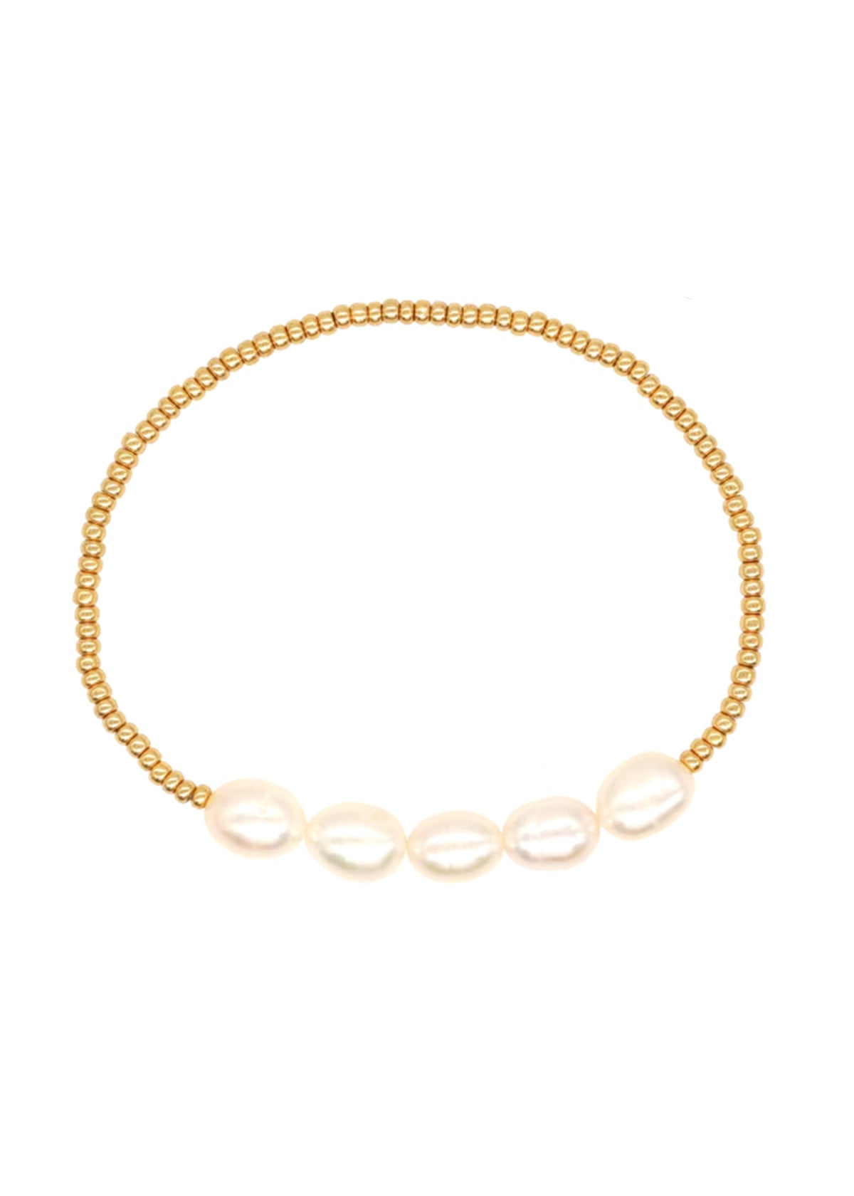 Pearl Row Gold Beaded Bracelet