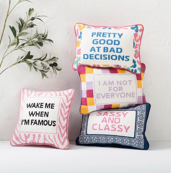 Bad Decisions Needlepoint Pillow