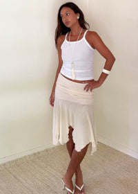 Pascha Cream Mesh Midi Skirt