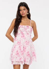 Lester Pink Floral Mini Dress