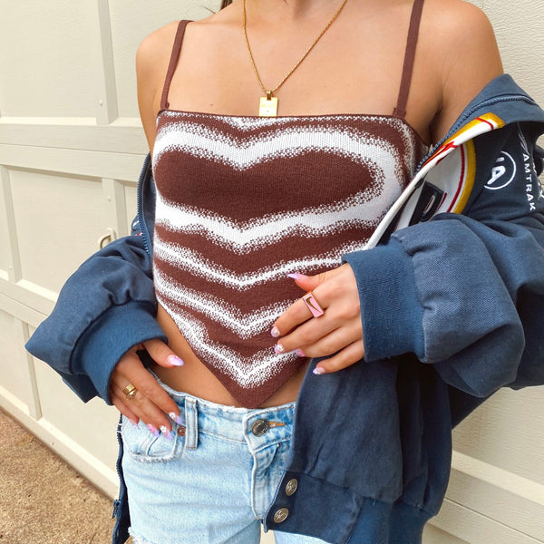 Knit Valentine Crop Brown