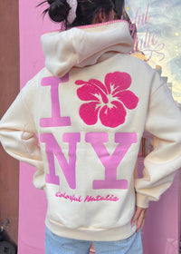NY Hibiscus Embroidered Hoodie