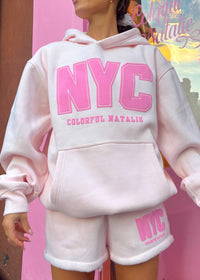 NYC Light Pink Puff Print Hoodie