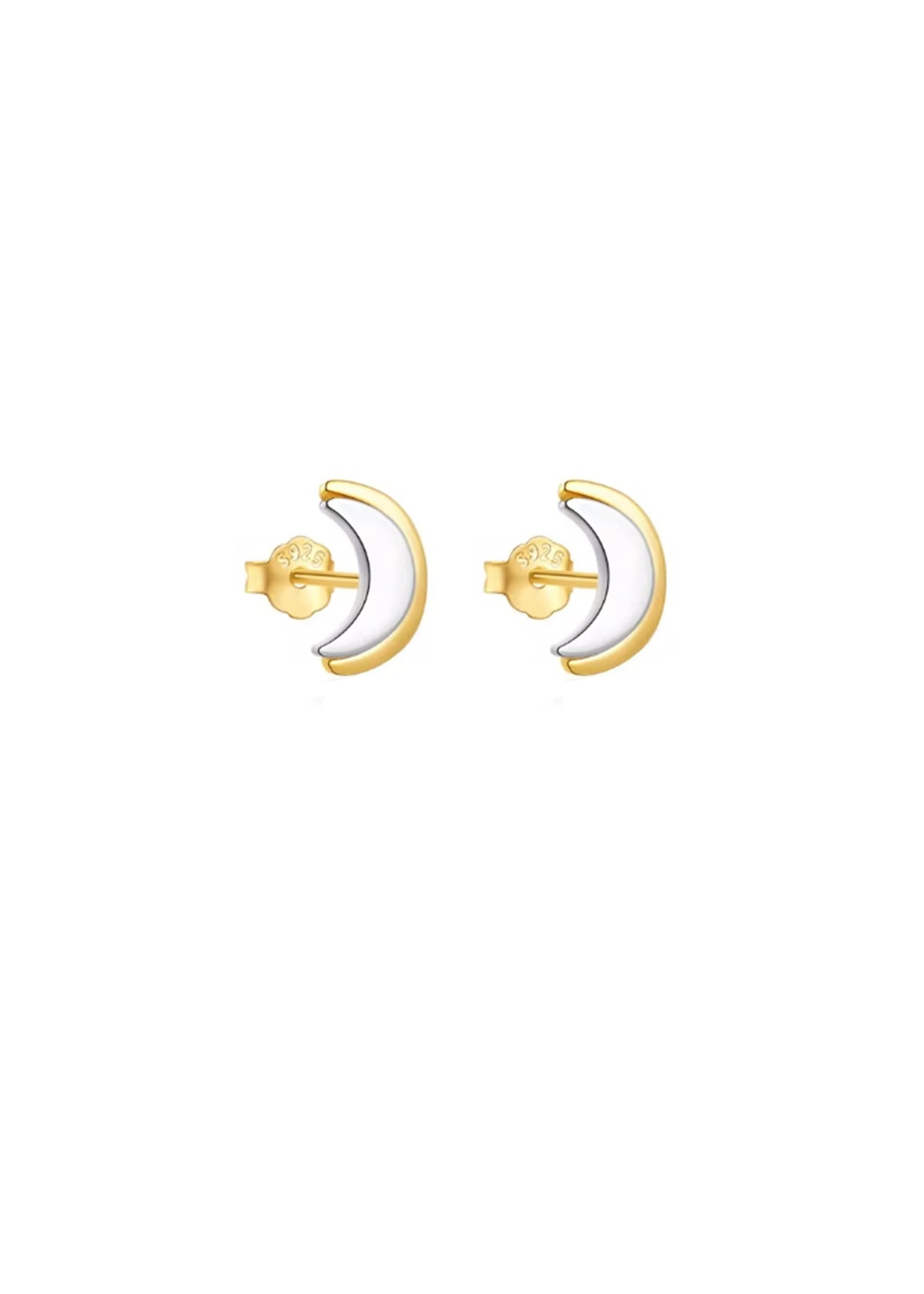 Mixing Metals Moon Studs