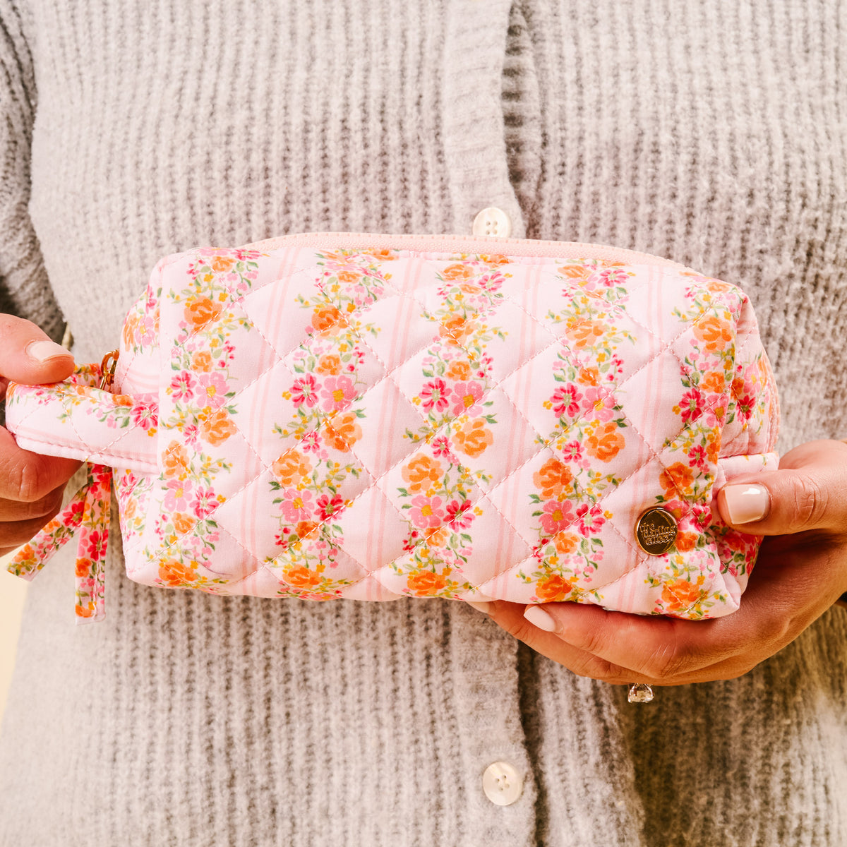 Pink Floral Makeup Pouch