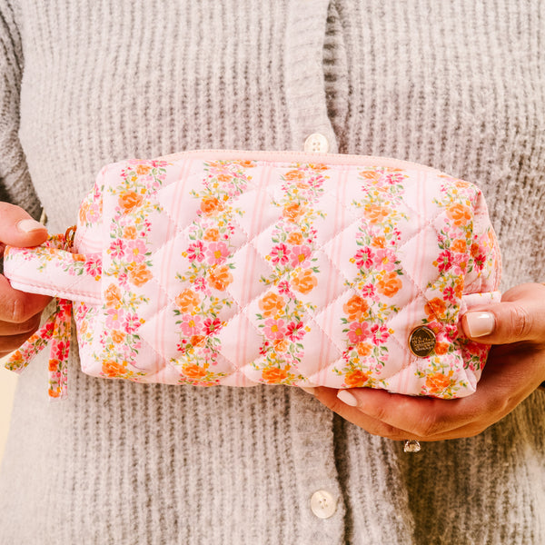 Pink Floral Makeup Pouch