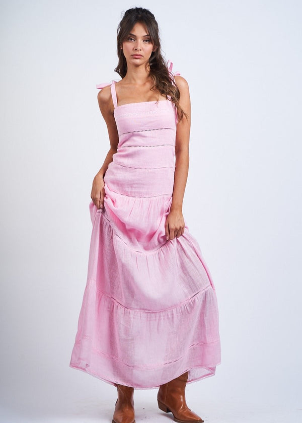 Dom Pink Tiered Maxi Dress