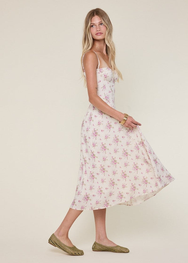 Odette Purple Floral Midi Dress