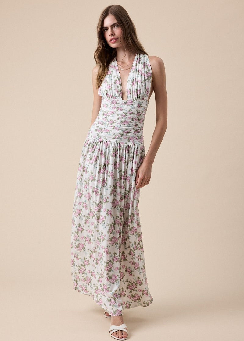 Sparks Fly Floral Tie Maxi Dress