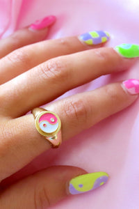 Pink Mini Yin Yang Ring