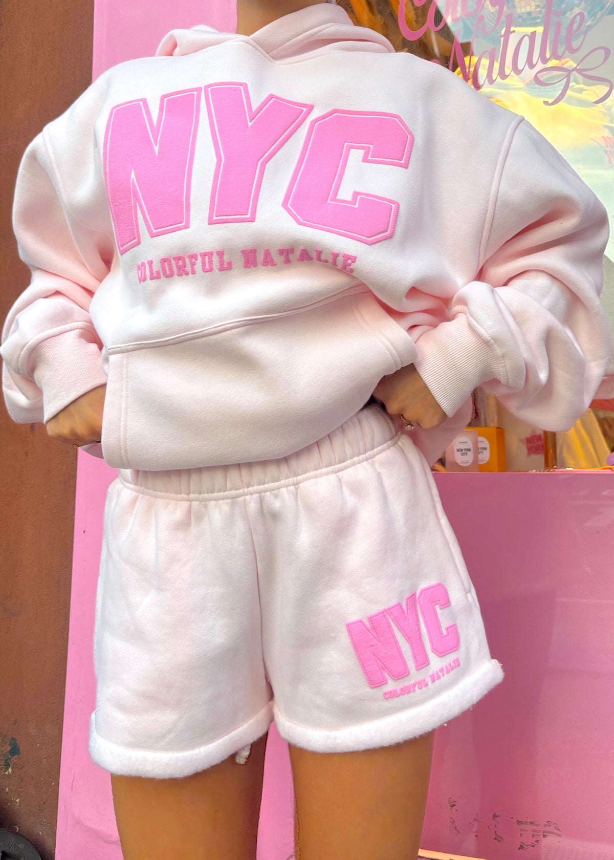 NYC Light Pink Sweat Shorts