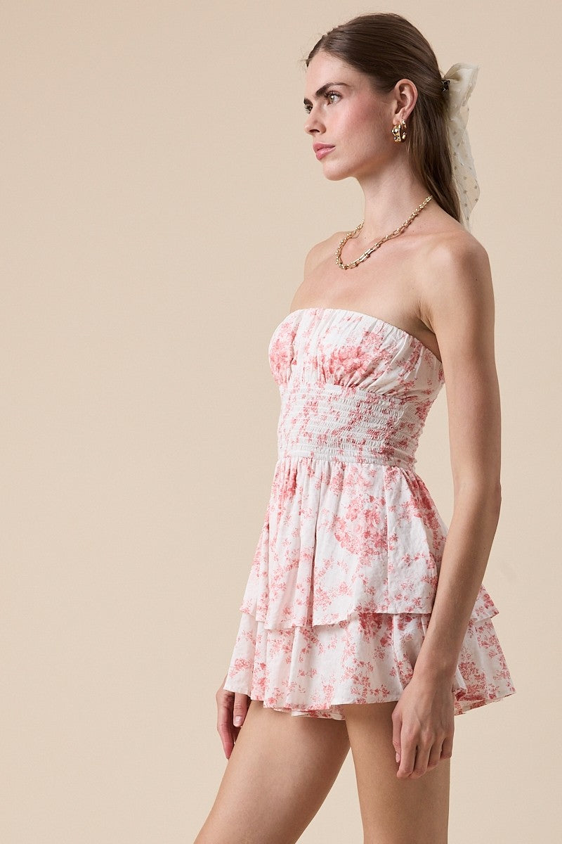 Suzie Coral Ruffled Romper