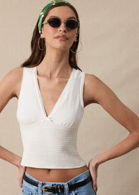 Miranda White Smocked Crop Top