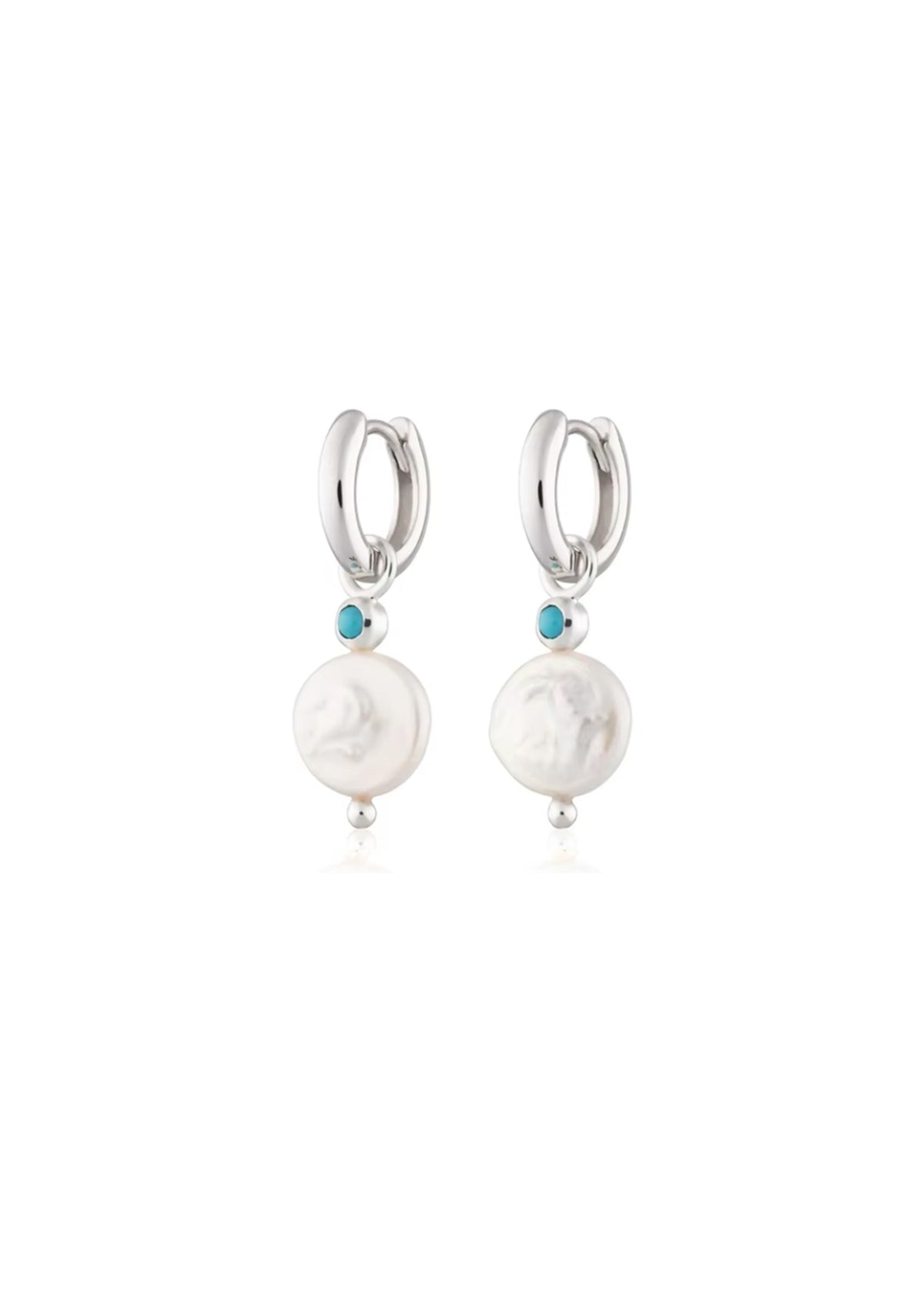 Sterling Silver Flat Pearl Huggies