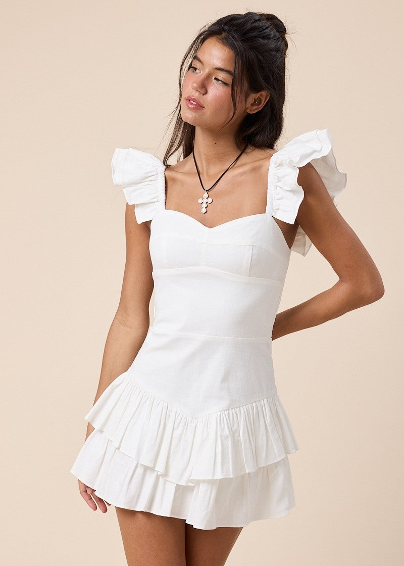 Myria White Layered Mini Dress