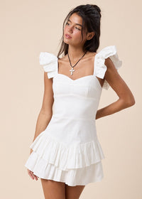 Myria White Layered Mini Dress