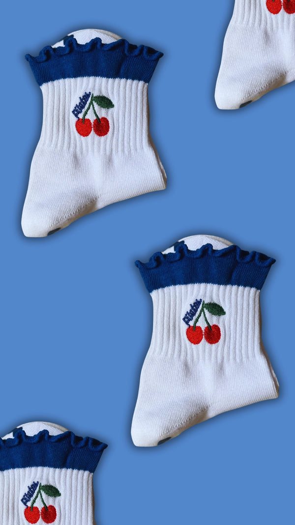 Dark Blue Cherry Grip Socks