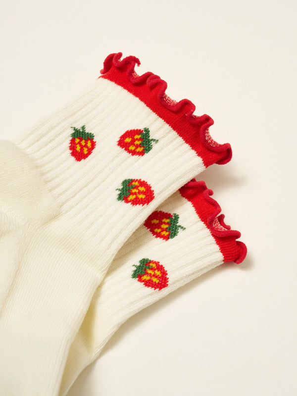 Strawberry Ruffle Grip Socks