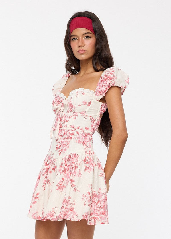 Helly Wine Floral Mini Dress