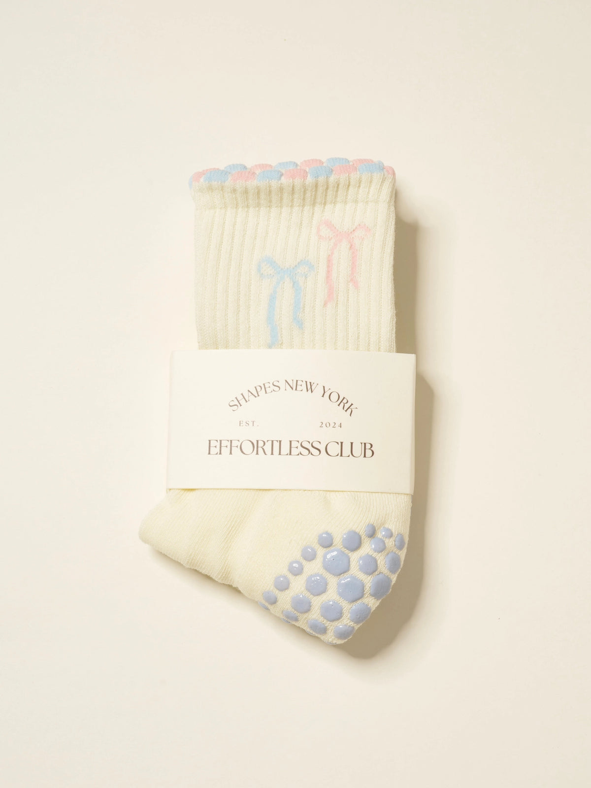 Cotton Candy Bows Grip Socks