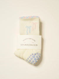 Cotton Candy Bows Grip Socks