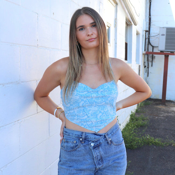 Love and War Blue Bandana Top