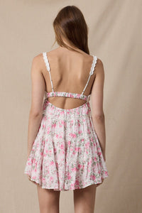 Sabrina Pink Vines Crochet Mini Dress