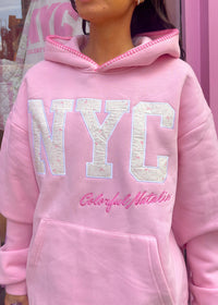 Preorder: Pink Bow Lover Embroidered NYC Hoodie