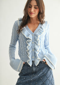 Bubbles Blue Ruffled Cardigan