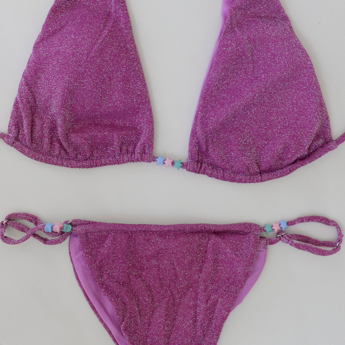 Ema Purple Beaded Bikini Set