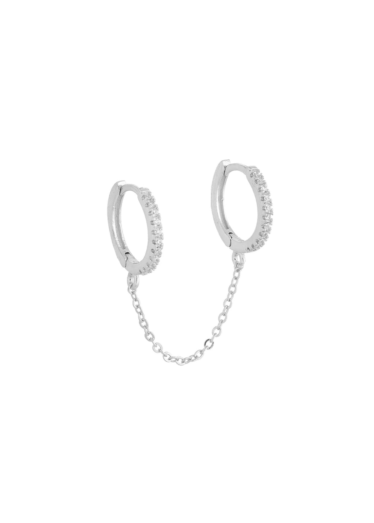 Sterling Silver Pavé Hanging Huggies