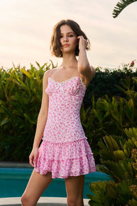 Mitsy Pink Floral Mini Dress