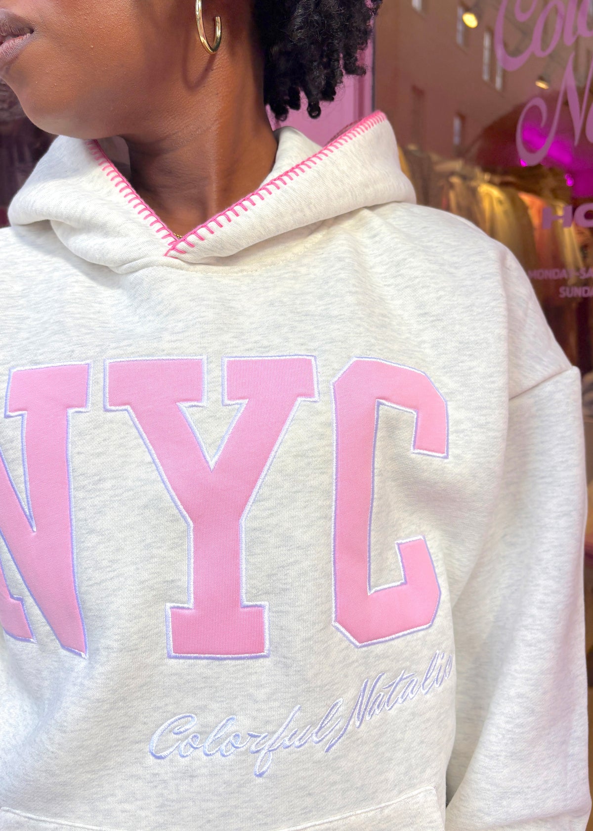 Preorder: Pink Skies Embroidered NYC Hoodie