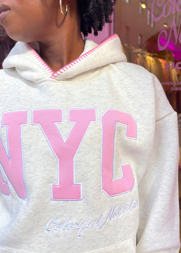 Preorder: Pink Skies Embroidered NYC Hoodie