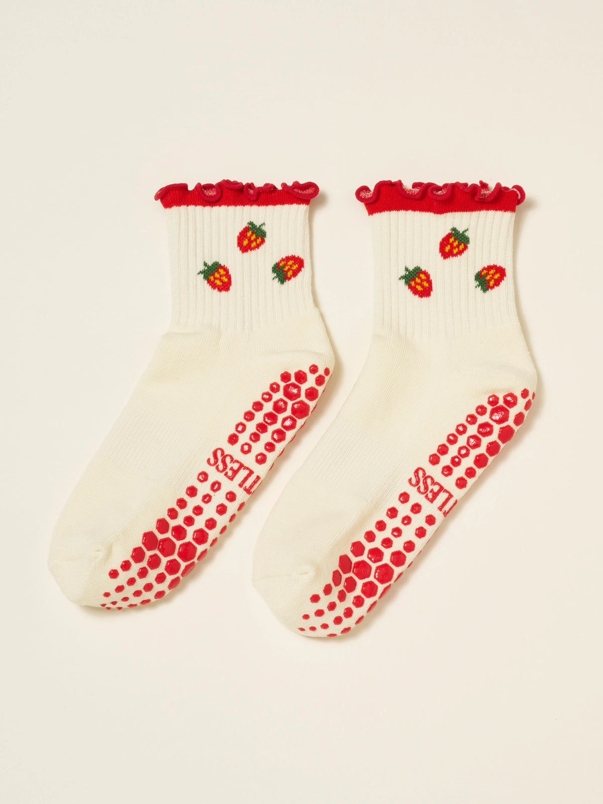 Strawberry Ruffle Grip Socks