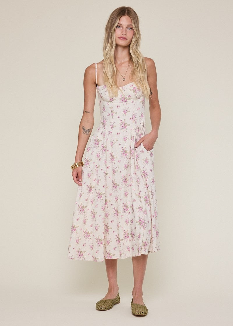 Odette Purple Floral Midi Dress