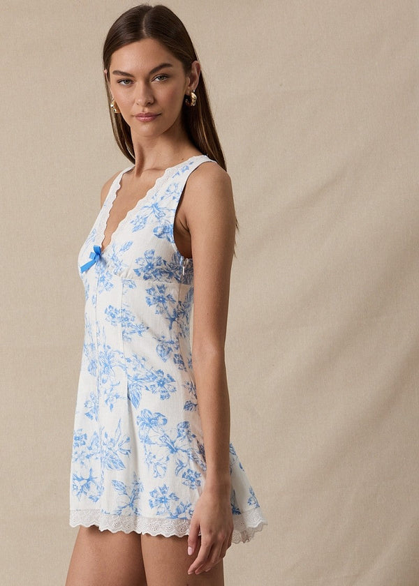 Menorca Blue Floral Mini Dress