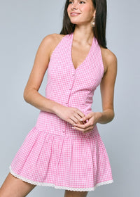 Isla Pink Gingham Mini Dress