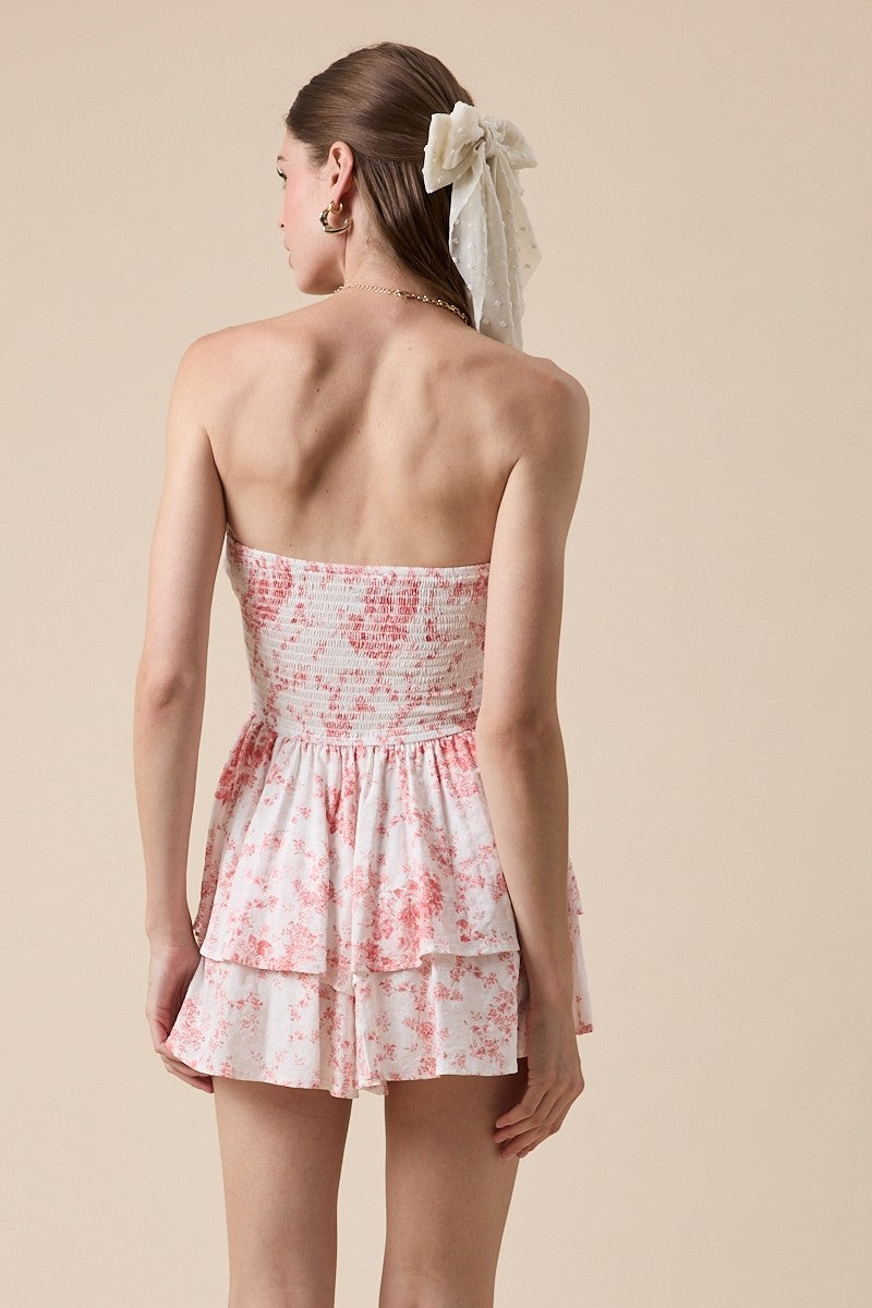 Suzie Coral Ruffled Romper