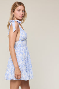 Marlaina Blue Tie Strap Mini Dress