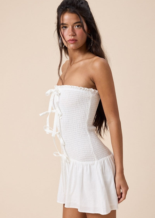 Kelly White Tie Mini Dress