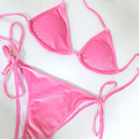 Milo Pink Velvet Bikini Set