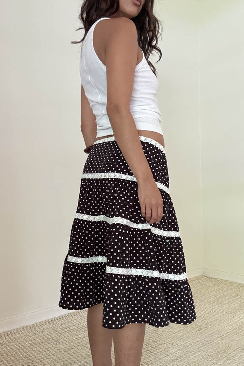 Emilie Black Polka Dot Midi Skirt