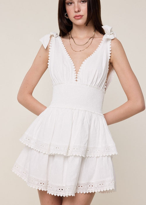 Constance White Tie Strap Mini Dress
