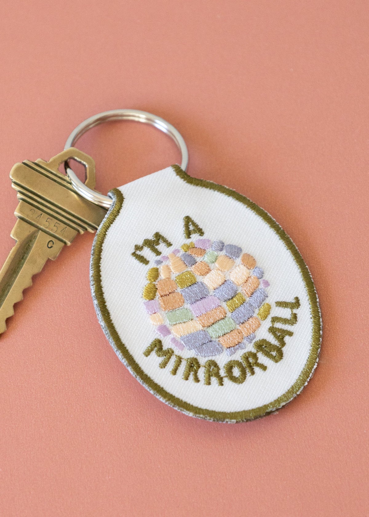 Mirrorball Embroidered Keychain
