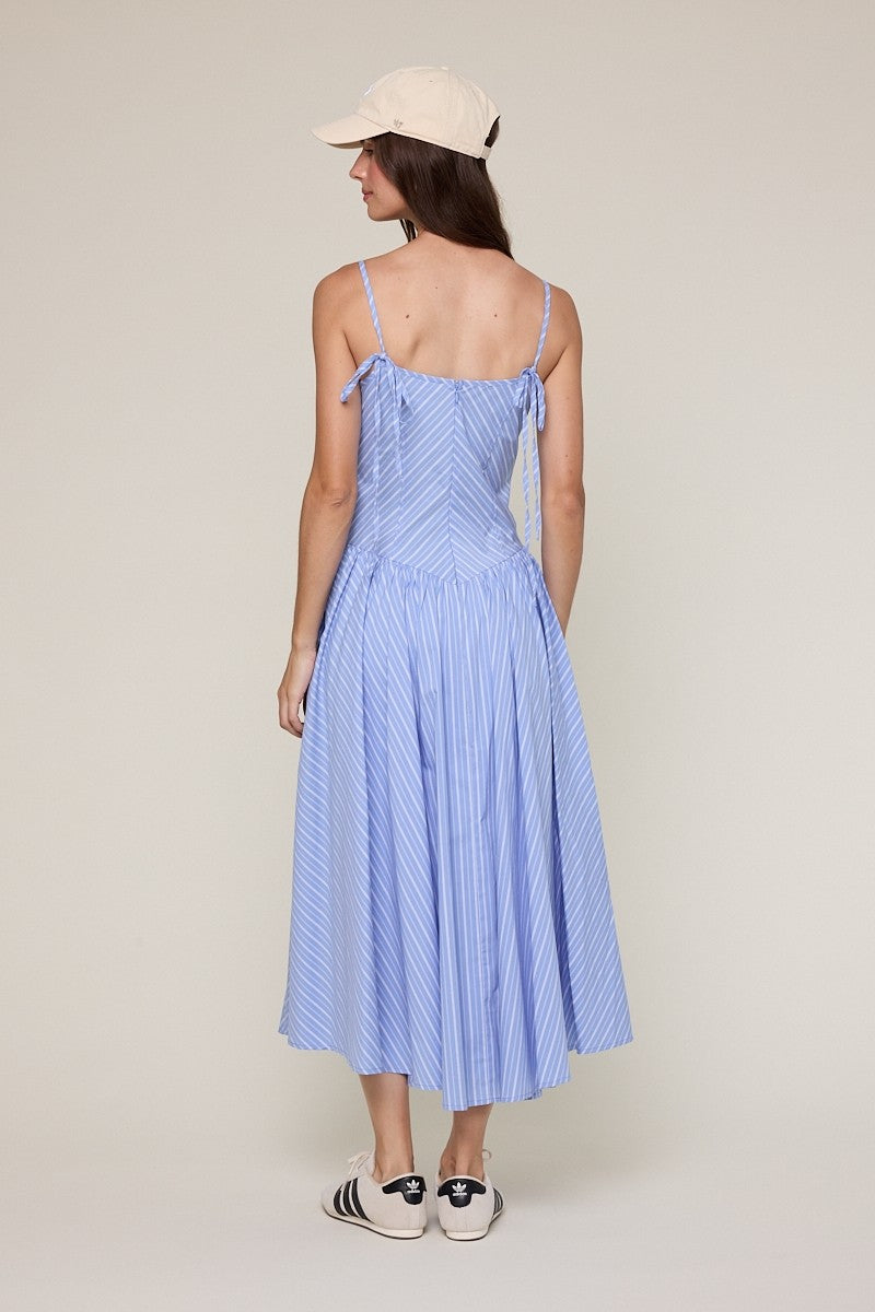 Ashtin Blue Striped Midi Dress