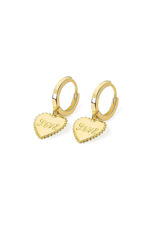 With Love 18k Gold Heart Huggies